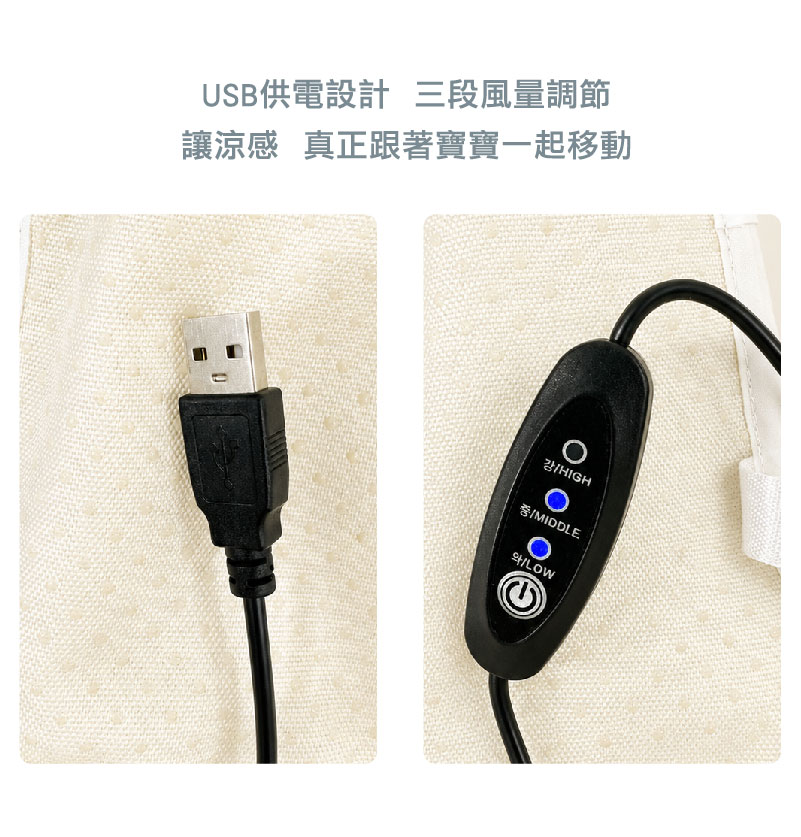 韓國雙風扇汽座推車涼墊